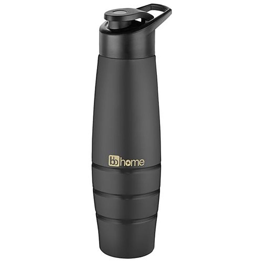 bb home Aqua Stainless Steel Water Bottle With Sipper Cap - Black