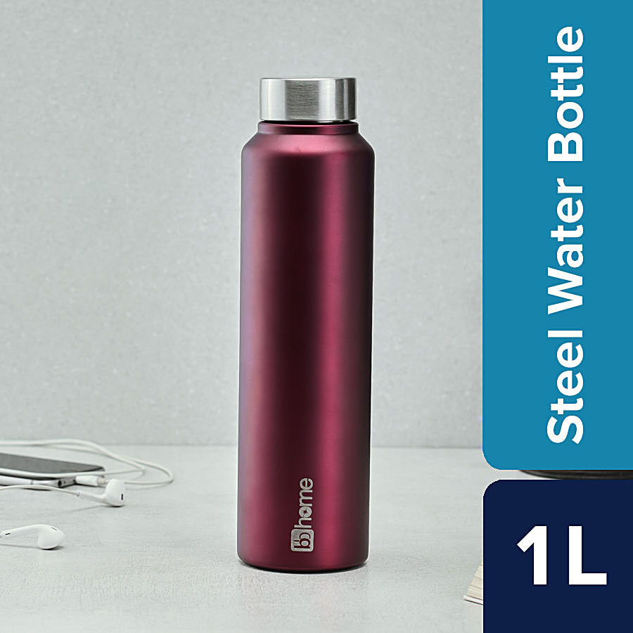 bb home Frost Stainless Steel Water Bottle With Steel Cap - Metallic Maroon