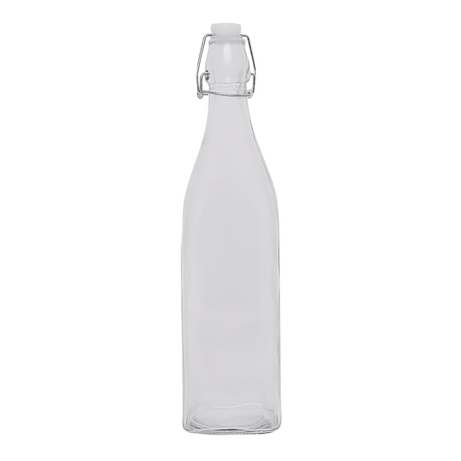 bb home Glass Water Bottle With Round Base - Transparent