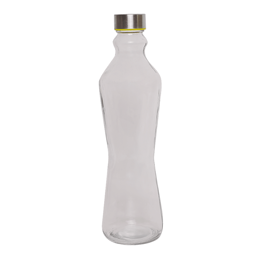 bb home Glass Water Bottle With Round Base - Transparent