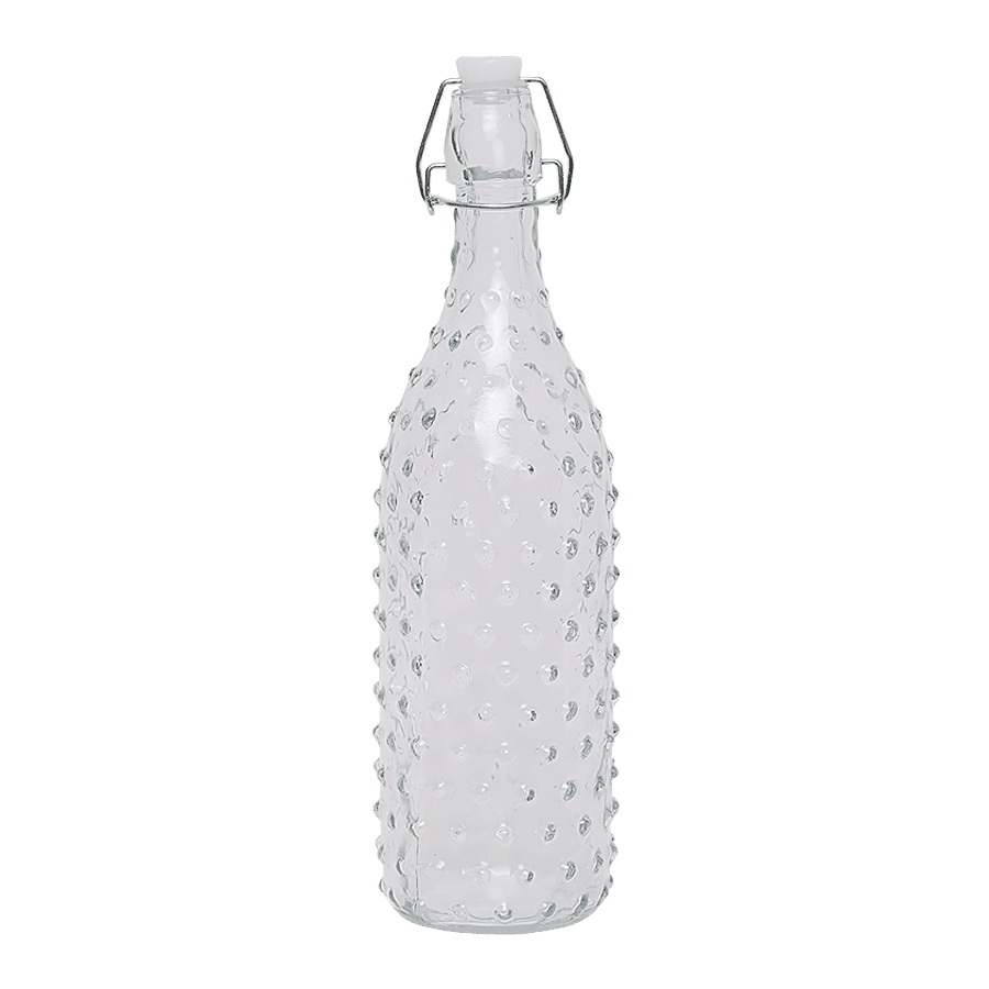 bb home Glass Water Bottle With Round Base - Transparent