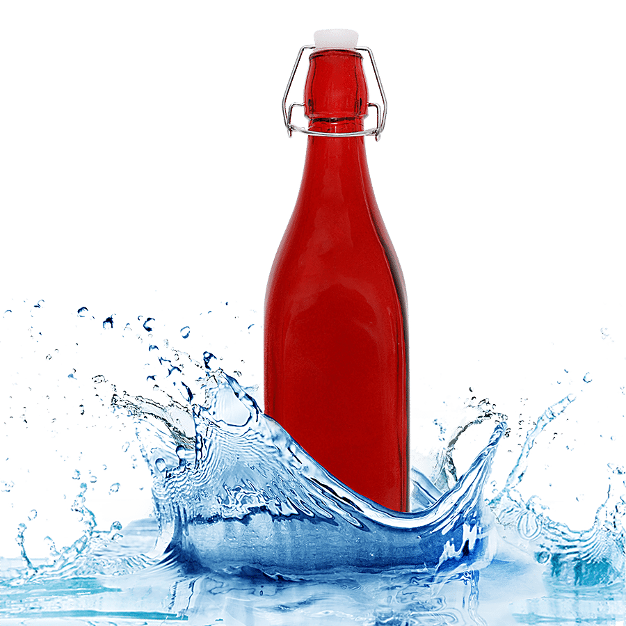 bb home Glass Water Bottle With Square Base - Red