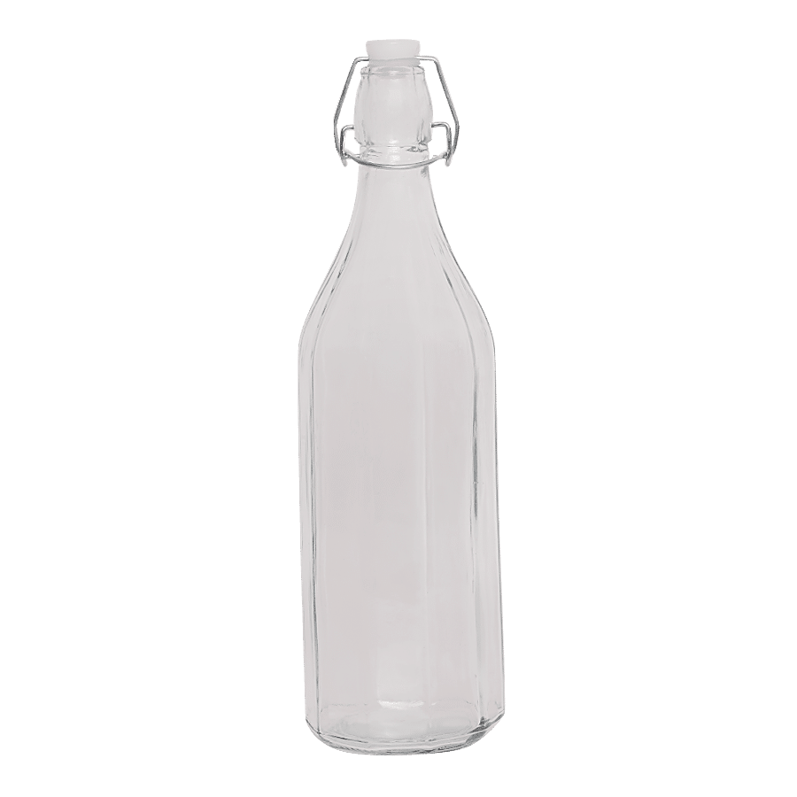 bb home Glass Water Bottle with Round Base - Transparent