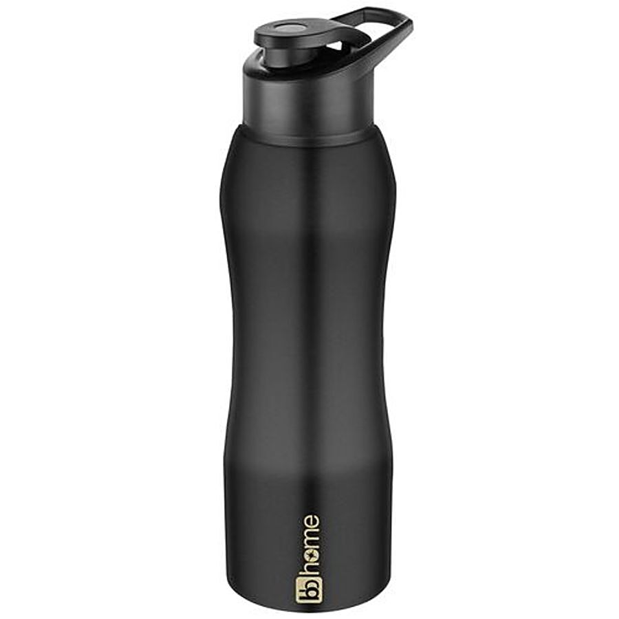 bb home Trendy Stainless Steel Water Bottle With Sipper Cap - Black