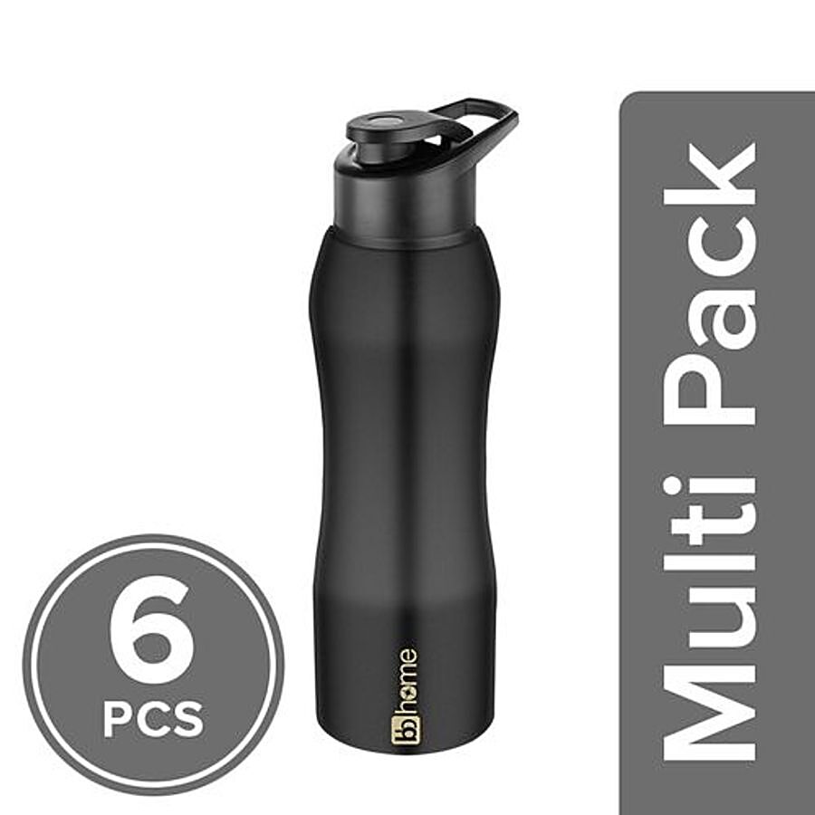 bb home Trendy Stainless Steel Water Bottle With Sipper Cap - Black