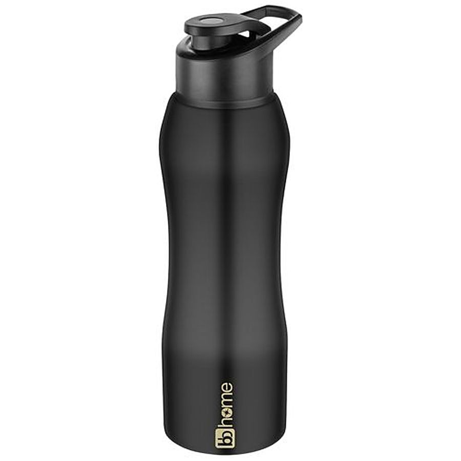 bb home Trendy Stainless Steel Water Bottle With Sipper Cap - Black Finish