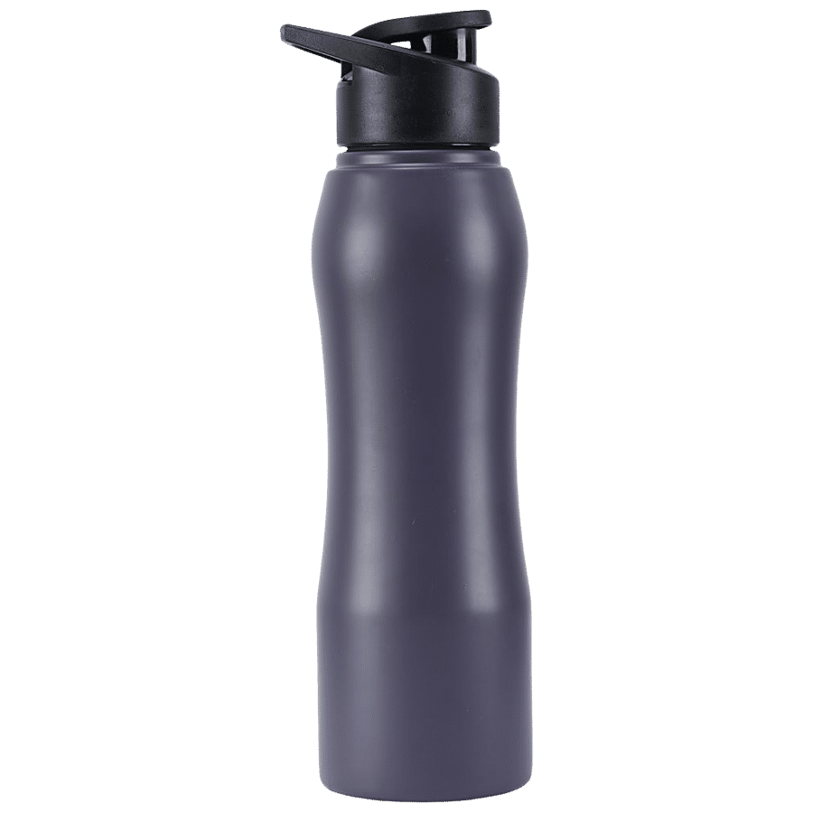 bb home Trendy Stainless Steel Water Bottle With Sipper Cap - Dark Grey