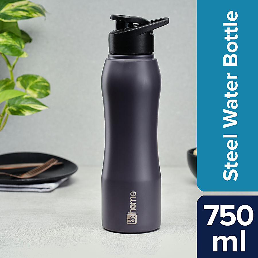 bb home Trendy Stainless Steel Water Bottle With Sipper Cap - Dark Grey