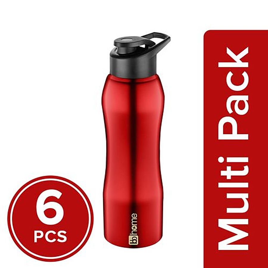 bb home Trendy Stainless Steel Water Bottle With Sipper Cap - Dark Red