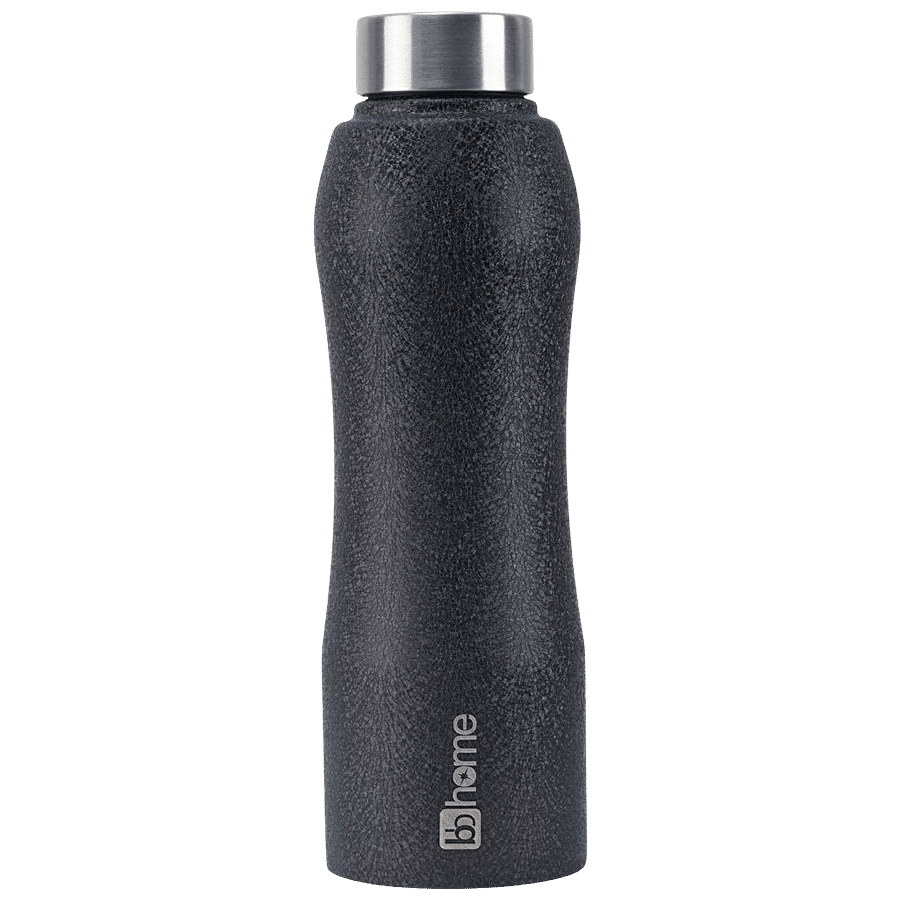 bb home Trendy Stainless Steel Water Bottle With Steel Cap - Texture Black