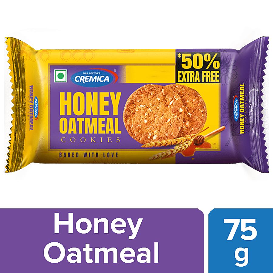 Cremica Honey Oatmeal Cookies - High In Protein & Dietary Fibre