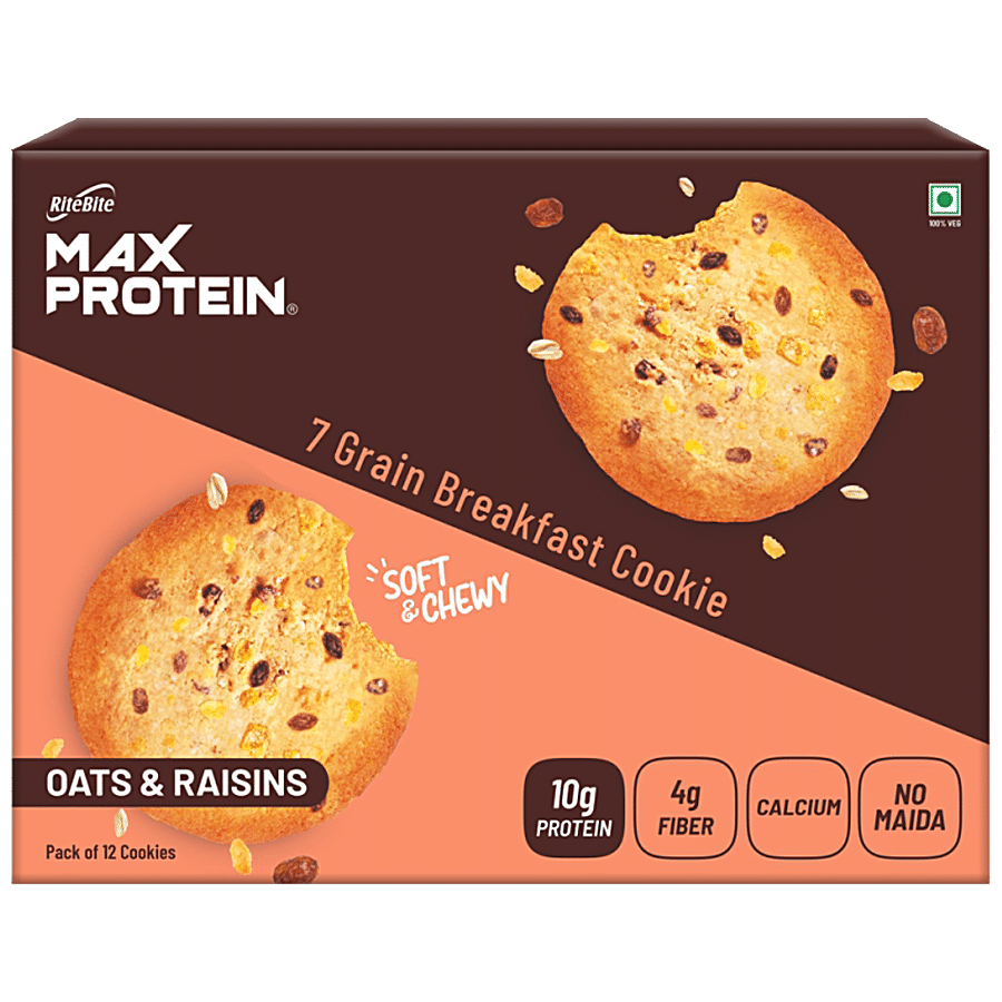 RiteBite Max Protein Oats & Raisins Cookie With No Maida - Healthy Biscuit