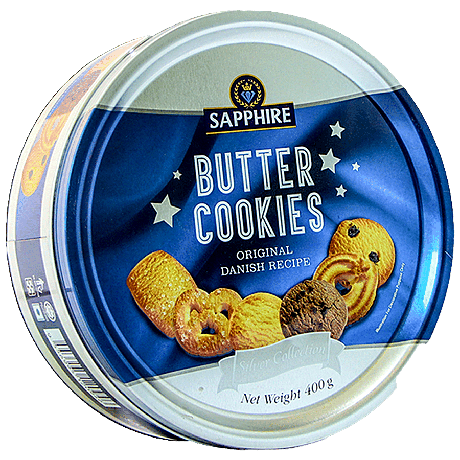 Sapphire  Butter Cookies Original Danish Recipes - Silver Collection