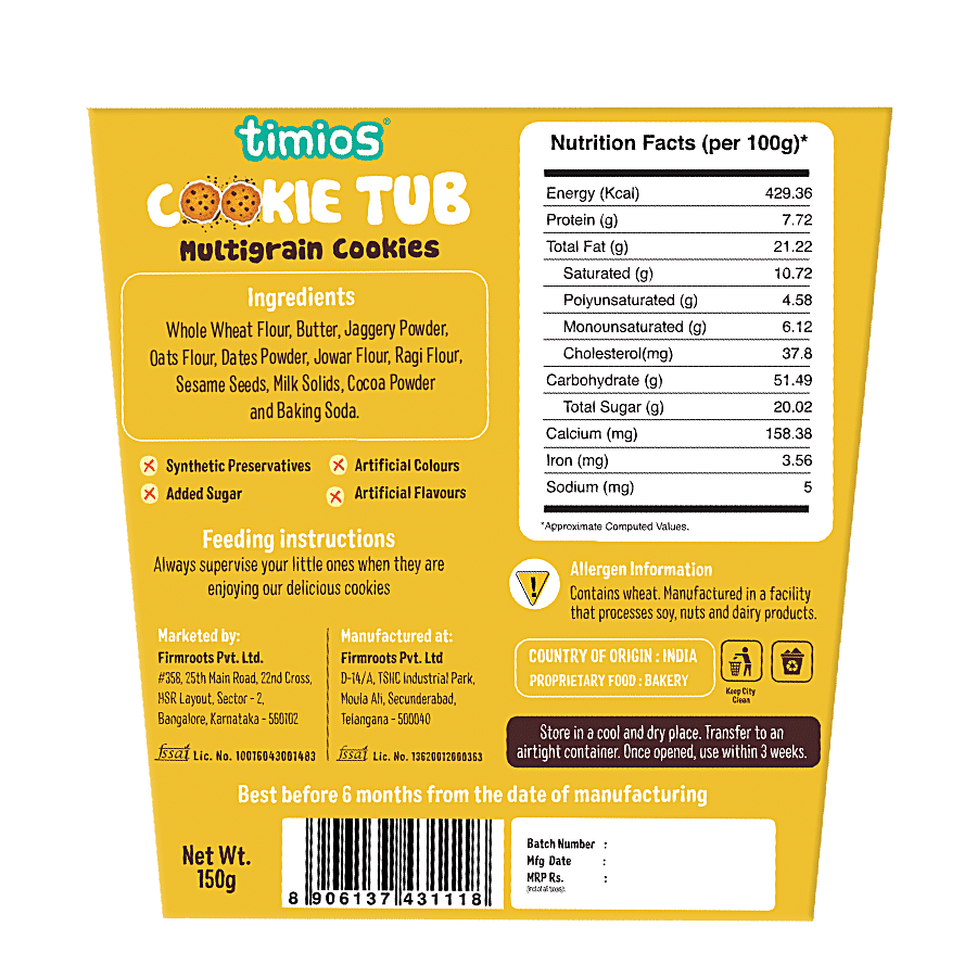 Timios Multigrain Cookies Tub - Choco & Sesame