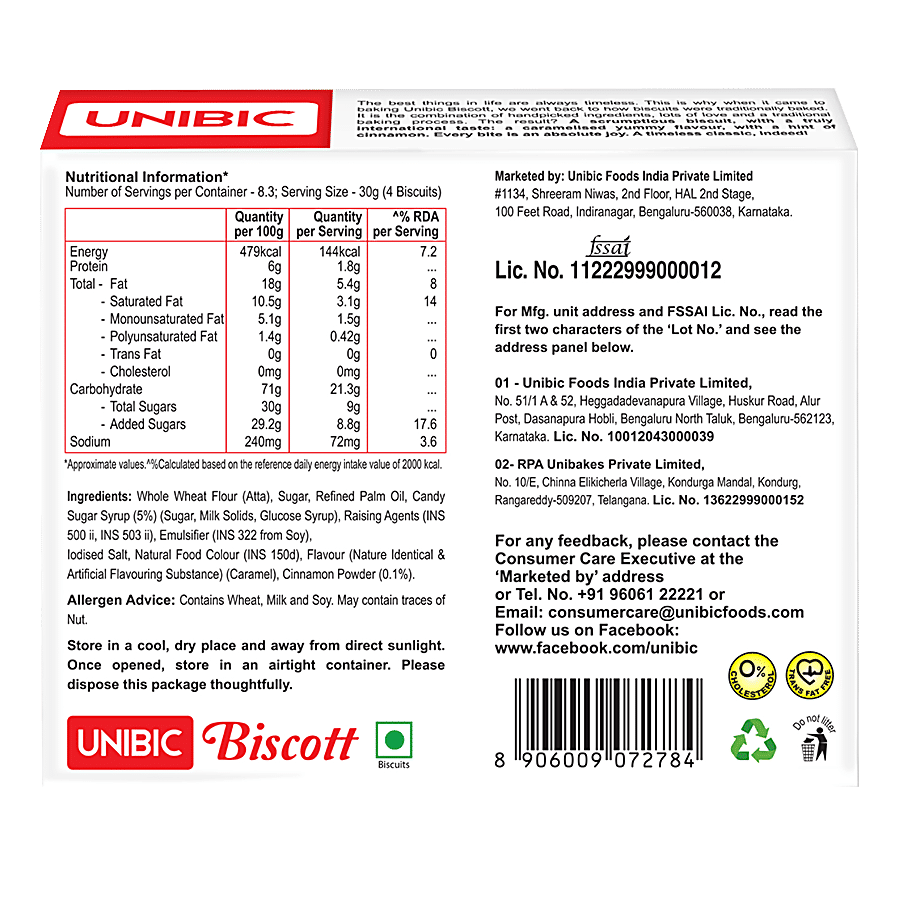 UNIBIC Biscott - Caramel & Cinnamom Flavour