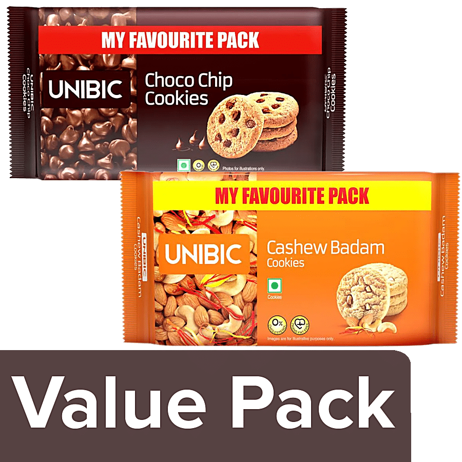 UNIBIC Chocochip Cookies +Cashew Badam Cookies - Crisp & Soft