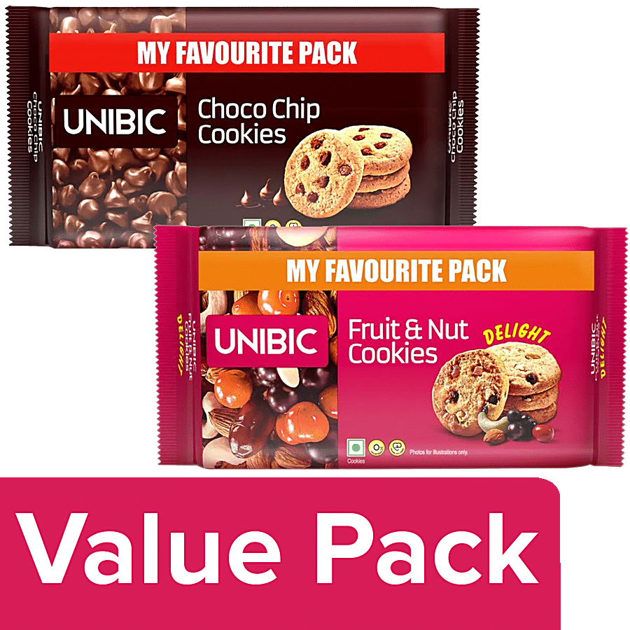 UNIBIC Chocochip Cookies  + Fruit & Nut Cookies - Zero Cholesterol & No Trans Fat