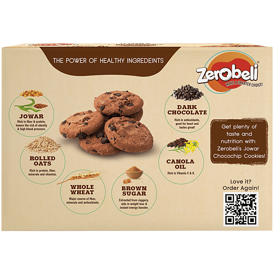 Zerobeli Jowar Choco Chip Cookies - 100% Whole Grain