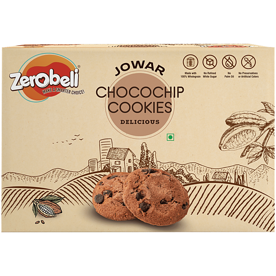 Zerobeli Jowar Choco Chip Cookies - 100% Whole Grain