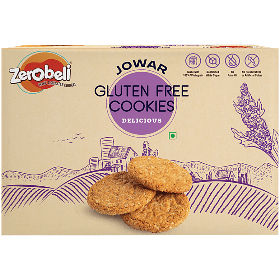 Zerobeli Jowar Gluten Free Cookies - 100% Whole Grain