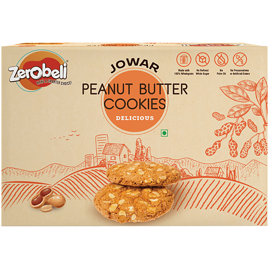 Zerobeli Jowar Peanut Butter Cookies - 100% Whole Grain