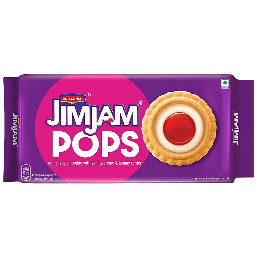 Britannia JimJam Pops Crunchy Open Cookie - With Vanilla Creme & Jammy Center