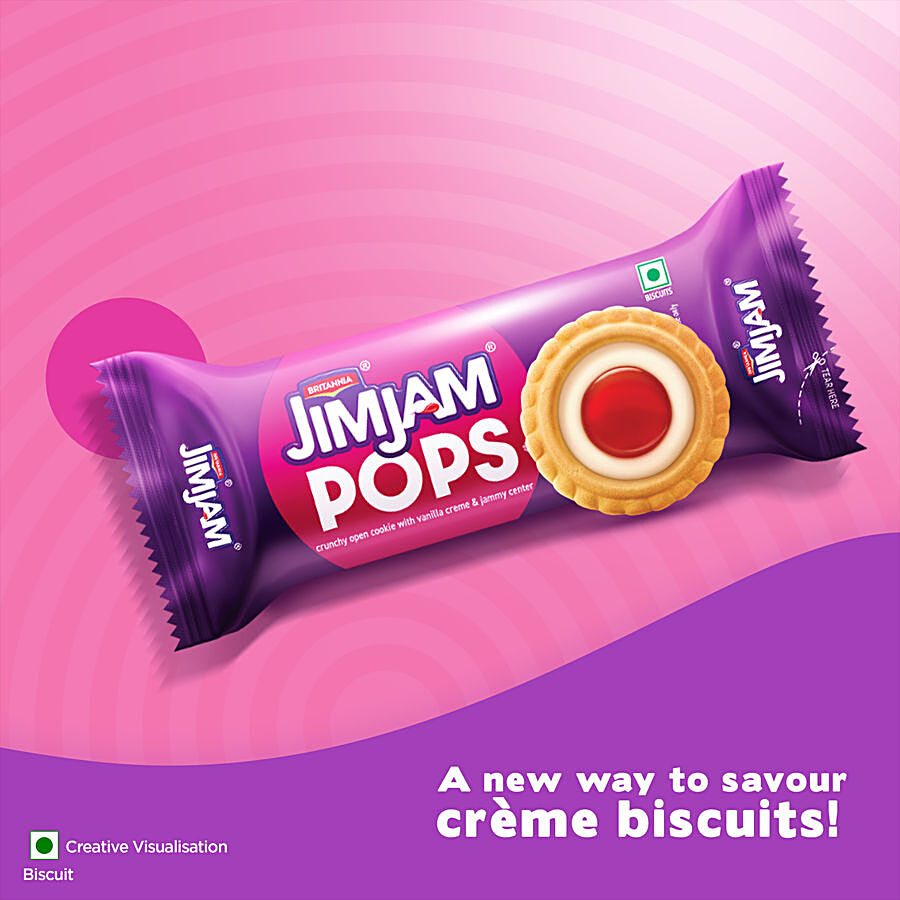 Britannia JimJam Pops Crunchy Open Cookie - With Vanilla Creme & Jammy Center