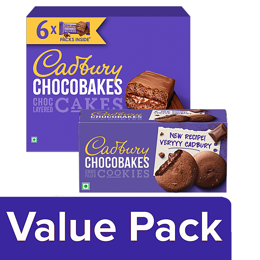 Cadbury Chocobakes Choco Layered Cakes 114 g + Choco Filled Cookies 150 g