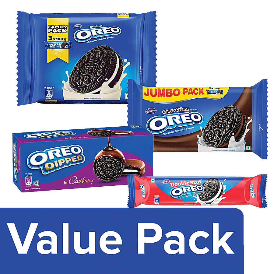 Cadbury Oreo Oreo Dipped 150g+Oreo Double Stuf 150g+Oreo Jumbo Choco 500g+Oreo Vanilla 300g