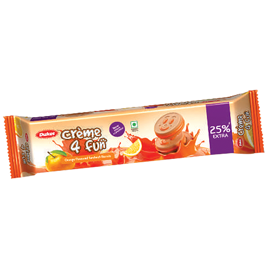 Dukes  Creme 4 Fun Orange Flavoured Sandwich Biscuits - Crispy