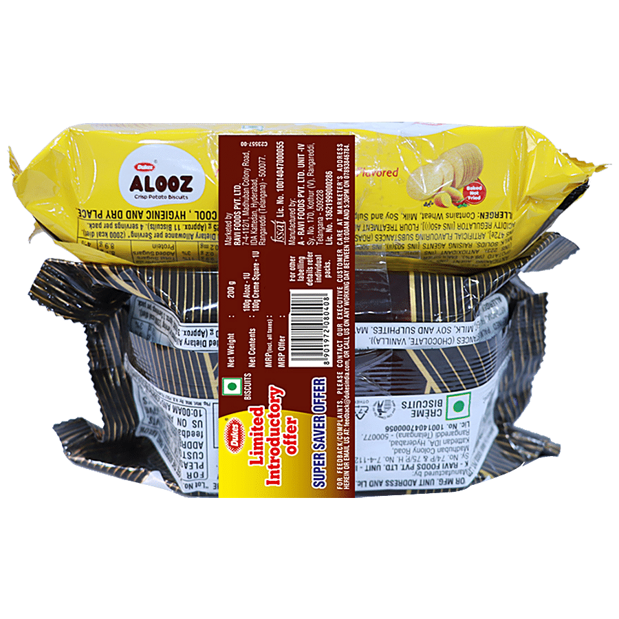 Dukes  Super Saver Combi - Crème Squares Chocolate Crackers + Alooz Crisp Potato Biscuit