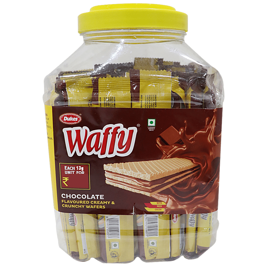 Dukes  Waffy - Chocolate Flavoured Creamy & Crunchy Sandwich Wafer Biscuit