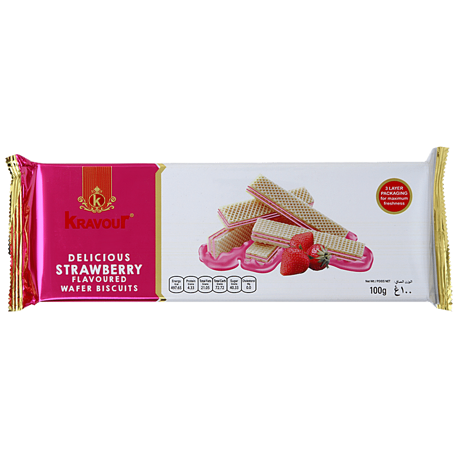 Kravour Strawberry Flavoured Wafer Biscuits