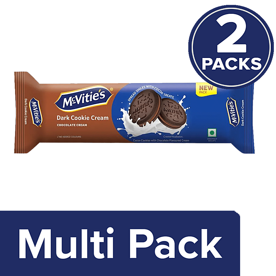 McVitie's Dark Cookie Cream Biscuit - Chocolate Flavoured Cream