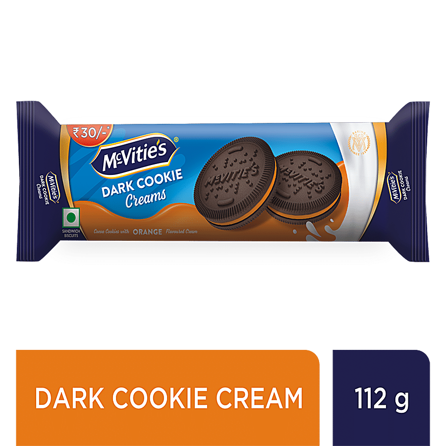 McVitie's Dark Cookie Cream Biscuit With Goodness Of Cocoa & Orange Flavoured Cream