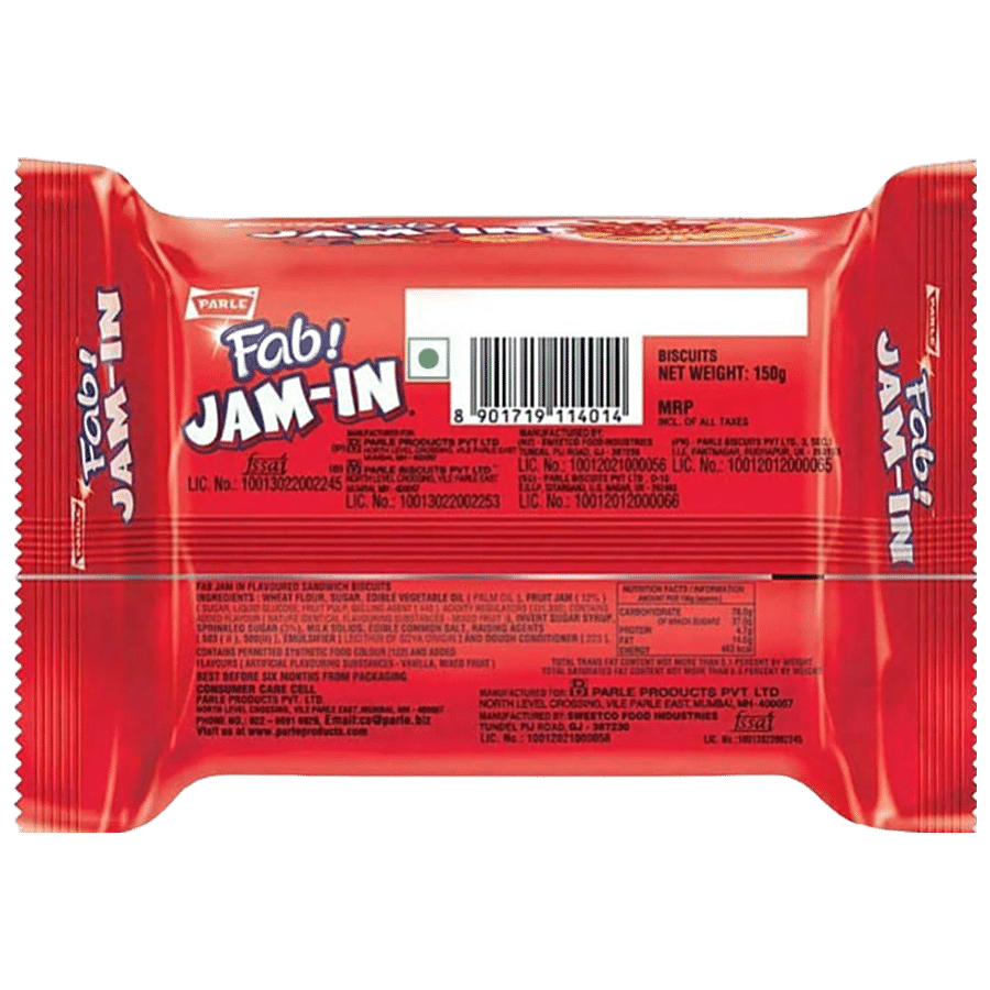 PARLE Fab! Jam - In Cream Biscuits