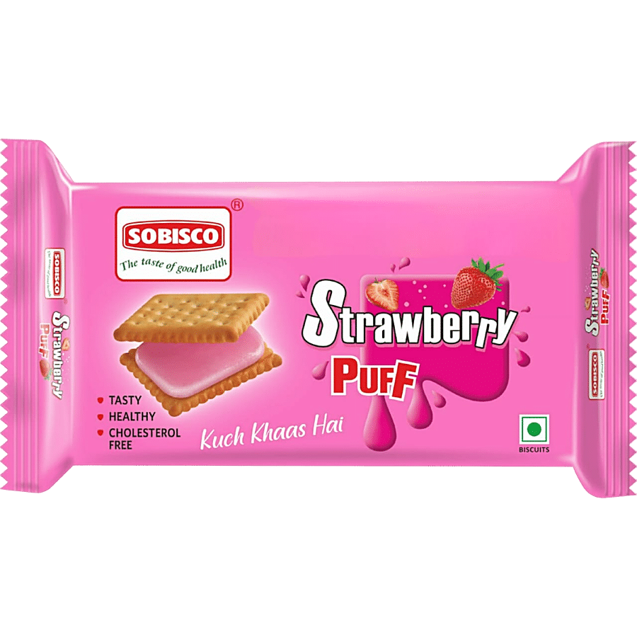 Sobisco Strawberry Puff Sandwich Cream Biscuits