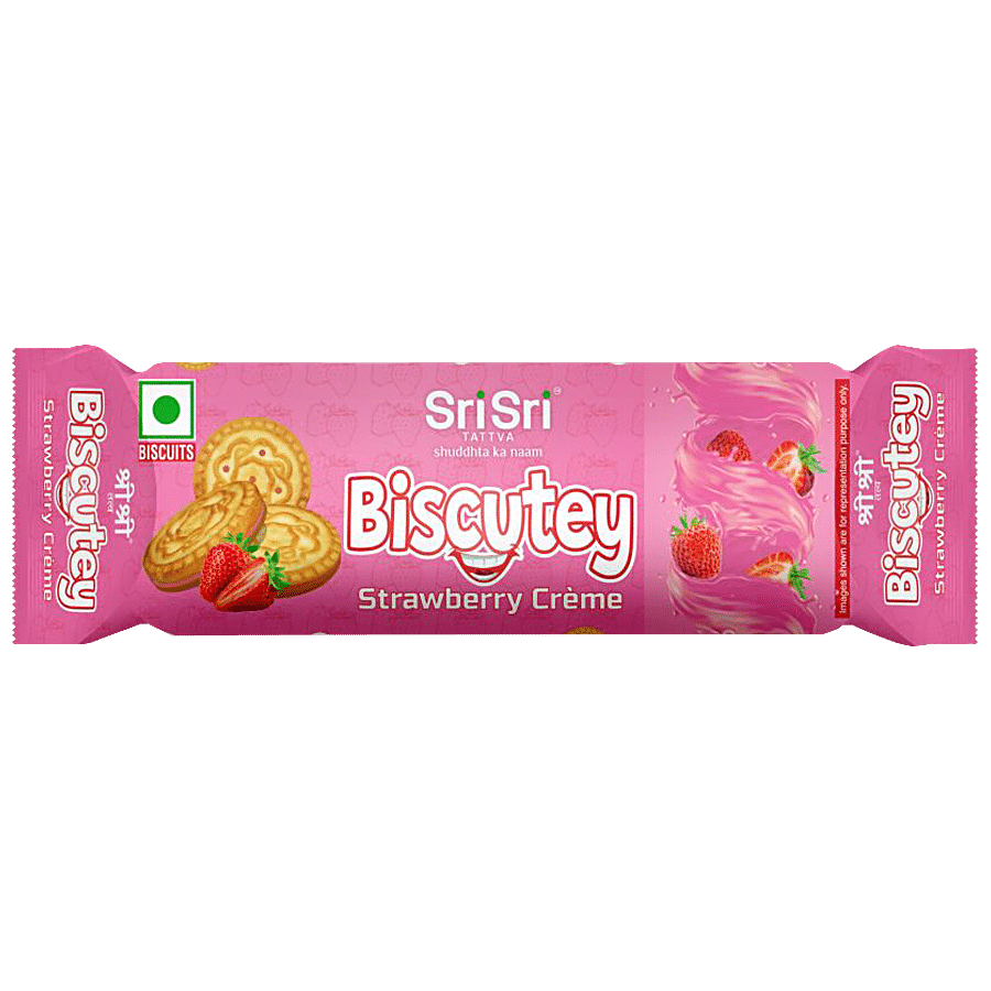 Sri Sri Tattva Biscutey Strawberry Creme Cookies - Teatime Snack