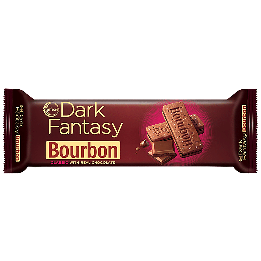 Sunfeast Dark Fantasy Bourbon Cream Biscuit - Classic With Real Chocolate