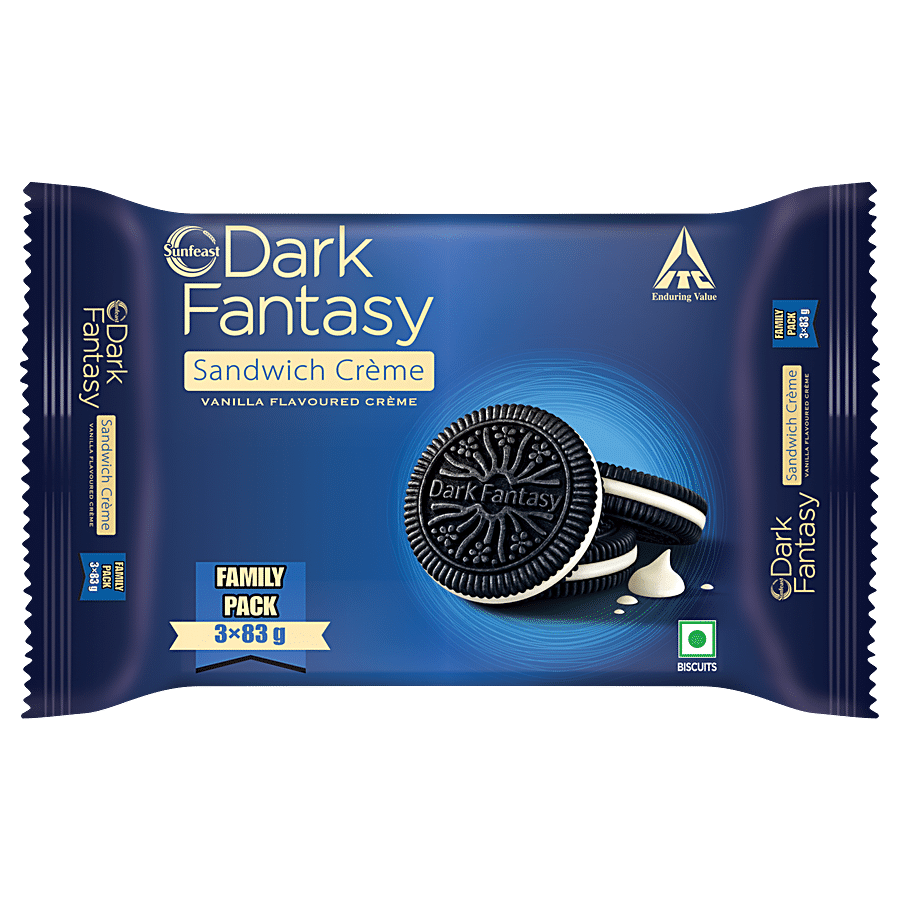 Sunfeast Dark Fantasy Sandwich Creme Biscuits - Vanilla Flavoured Creme