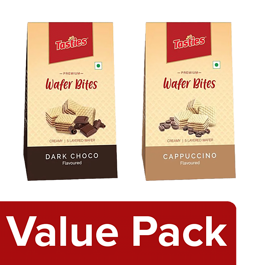 Tasties Wafer Bites - Dark Choco + Cappuccino 100 g Each