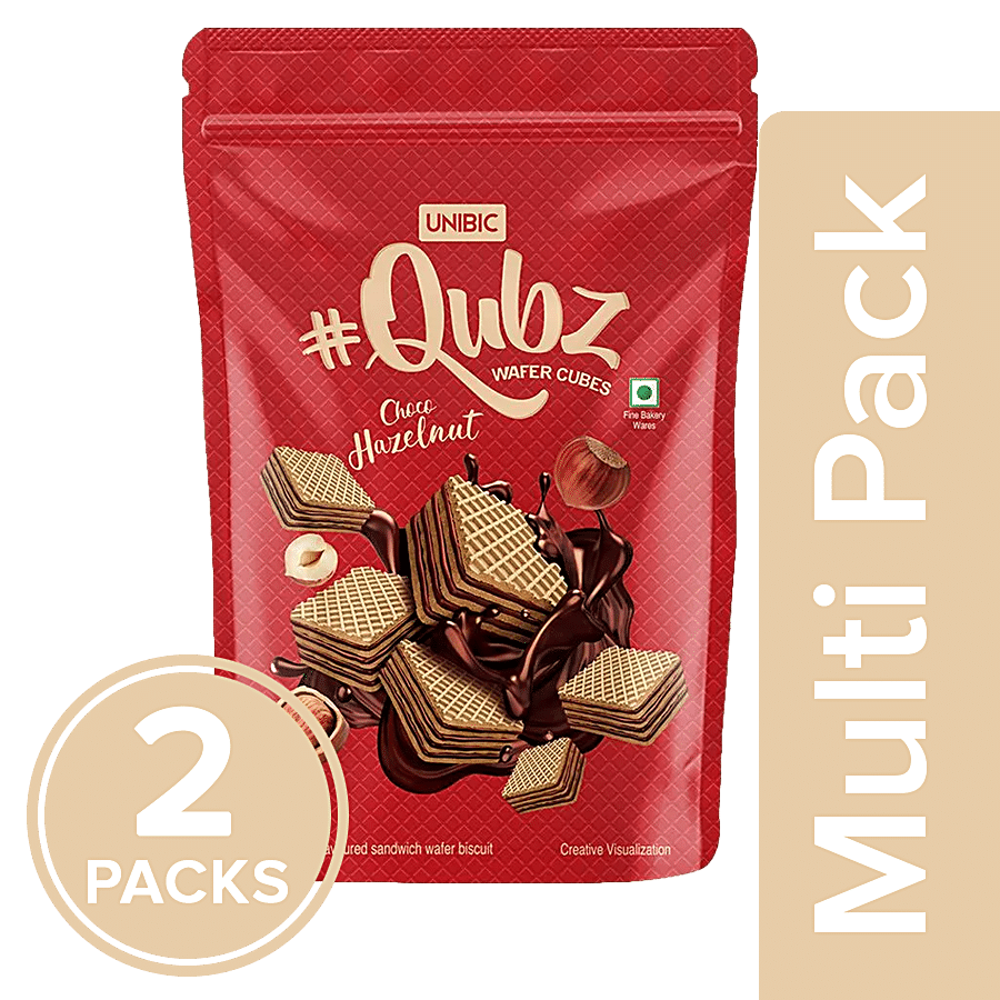 UNIBIC Qubz Wafer Cubes - Choco Hazelnut Sandwich Biscuit