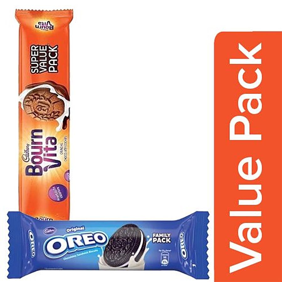 bb Combo Oreo Vanilla Creme Biscuits 120gm + Bournvita Pro Health Chocolate Cookies 120gm