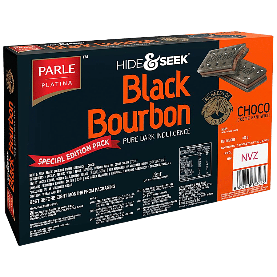 PARLE PLATINA Hide & Seek Black Bourbon Creme Sandwich - Choco