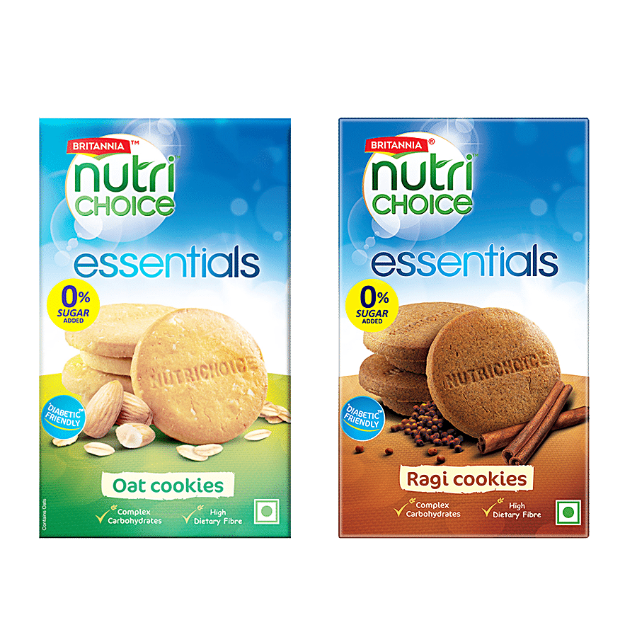 Britannia Nutri Choice - Cookies (Oats) Biscuits 150G + Nutri Choice - Cookies (Ragi) 150G