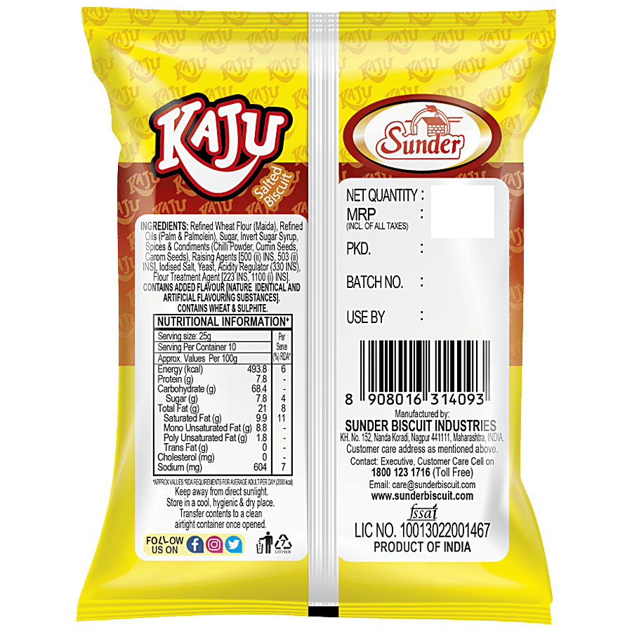 Sunder Kaju Salted Biscuits - Crispy & Healthy