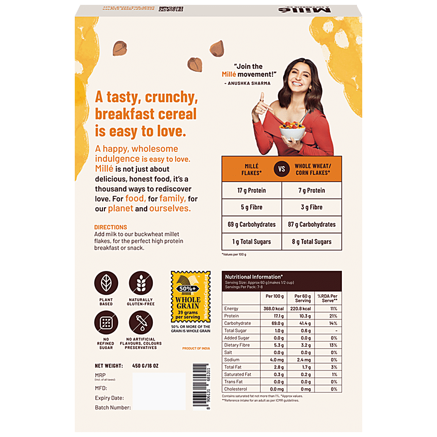 Mille Original Buckwheat Breakfast Millet Flakes - No Added Sugar