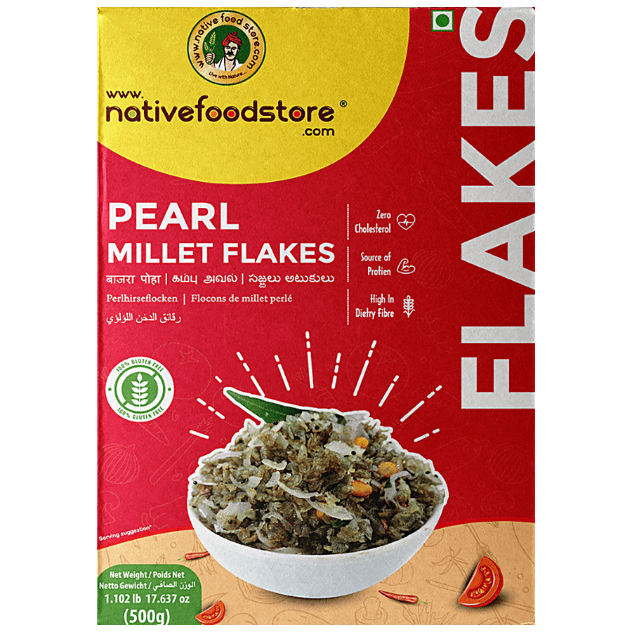 Nativefoodstore Kambu/Pearl Millet Flakes - Rich In Protein & Fibre