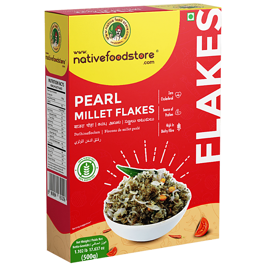 Nativefoodstore Kambu/Pearl Millet Flakes - Rich In Protein & Fibre