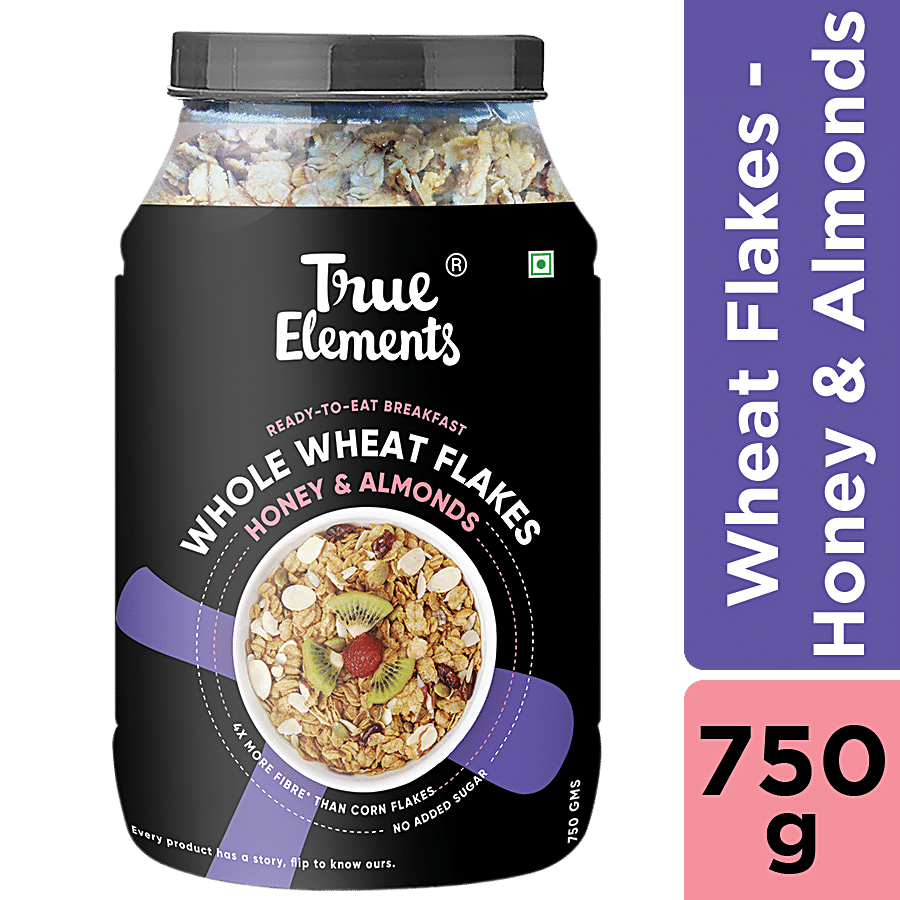 True Elements Whole Wheat Flakes - Honey & Almonds